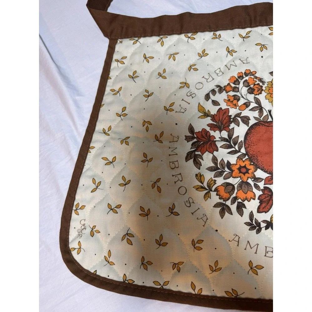Vintage Half Apron Retro Ambrosia Apple Floral CSC 1979 Homesteading Ties